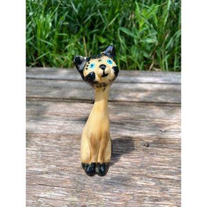 Vintage MCM Small Siamese Cat Figurine Ceramic